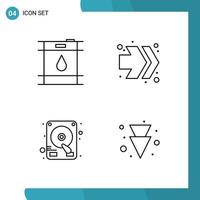 Vector Pack of 4 Outline Symbols Line Style Icon Set on White Background for Web and Mobile