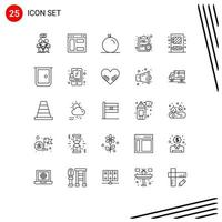 25 Universal Line Signs Symbols of cabinet estimate website efficiency clock Editable Vector Design Elements