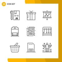 9 Icon Set Line Style Icon Pack Outline Symbols isolated on White Backgound for Responsive Website Designing vector