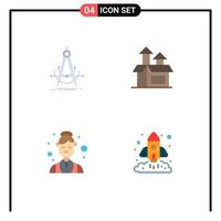 Group of 4 Modern Flat Icons Set for precision assistant compass method health Editable Vector Design Elements