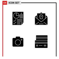 4 General Icons for website design print and mobile apps 4 Glyph Symbols Signs Isolated on White Background 4 Icon Pack vector