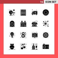 16 Icon Pack Solid Style Glyph Symbols on White Background Simple Signs for general designing vector