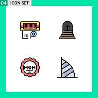 Universal Icon Symbols Group of 4 Modern Filledline Flat Colors of adapter love input cross mom Editable Vector Design Elements