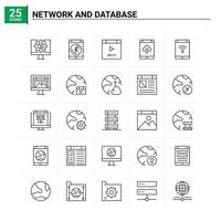 25 Network And Database icon set vector background