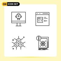 4 iconos creativos para el diseño moderno de sitios web y aplicaciones móviles receptivas 4 símbolos de contorno signos sobre fondo blanco paquete de 4 iconos vector