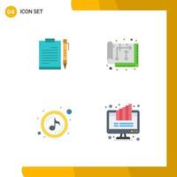 Pictogram Set of 4 Simple Flat Icons of document home file sheet interior Editable Vector Design Elements