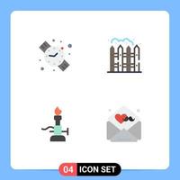 Flat Icon Pack of 4 Universal Symbols of back to school science home fire day Editable Vector Design Elements