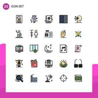25 Thematic Vector Filled line Flat Colors and Editable Symbols of assortment workspace focus layout grid Editable Vector Design Elements