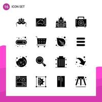 Glyph Icon set Pack of 16 Solid Icons isolated on White Background for responsive Website Design Print and Mobile Applications vector