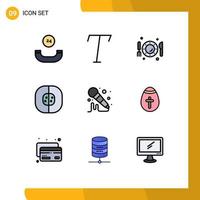 9 Universal Filledline Flat Color Signs Symbols of sound mic knife laboratory cell Editable Vector Design Elements