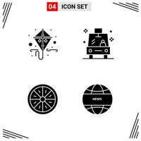 4 Icons Solid Style Grid Based Creative Glyph Symbols for Website Design Simple Solid Icon Signs Isolated on White Background 4 Icon Set vector