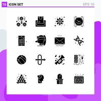 16 Universal Solid Glyph Signs Symbols of cell home physics decorate time Editable Vector Design Elements