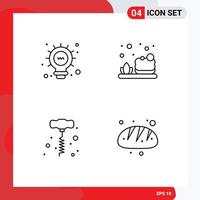 Modern Set of 4 Filledline Flat Colors Pictograph of web bakery bath drill bread Editable Vector Design Elements