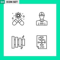 Pack of 4 Line Style Icon Set Outline Symbols for print Creative Signs Isolated on White Background 4 Icon Set vector