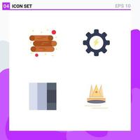 Set of 4 Vector Flat Icons on Grid for energy content energy grid marketing Editable Vector Design Elements