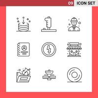 9 Icon Pack Line Style Outline Symbols on White Background Simple Signs for general designing vector