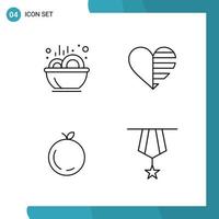 Vector Pack of 4 Outline Symbols Line Style Icon Set on White Background for Web and Mobile