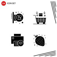 Collection of 4 Vector Icons in solid style Pixle Perfect Glyph Symbols for Web and Mobile Solid Icon Signs on White Background 4 Icons