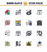 Coronavirus Awareness icon 16 Flat Color Filled Line icons icon included forbidden bacteria eye xray bone viral coronavirus 2019nov disease Vector Design Elements