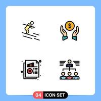 Set of 4 Modern UI Icons Symbols Signs for activity analysis sportsman money monitoring Editable Vector Design Elements