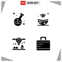 4 Icons Solid Style Grid Based Creative Glyph Symbols for Website Design Simple Solid Icon Signs Isolated on White Background 4 Icon Set vector