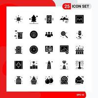Creative Set of 25 Universal Glyph Icons isolated on White Background vector