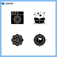 4 Icons Solid style Creative Glyph Symbols Black Solid Icon Sign Isolated on White Background vector