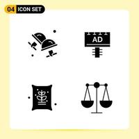 4 Creative Icons for Modern website design and responsive mobile apps 4 Glyph Symbols Signs on White Background 4 Icon Pack vector