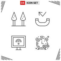 4 Icons Line Style Grid Based Creative Outline Symbols for Website Design Simple Line Icon Signs Isolated on White Background 4 Icon Set vector