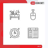 Universal Icon Symbols Group of 4 Modern Filledline Flat Colors of book clock office hardware time Editable Vector Design Elements