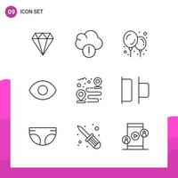 paquete de conjunto de iconos de contorno de 9 iconos de línea aislados en fondo blanco para aplicaciones móviles y de impresión de diseño de sitios web receptivos vector