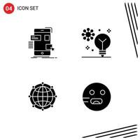 Set of 4 Modern UI Icons Symbols Signs for drag machine learning ui creativity global Editable Vector Design Elements