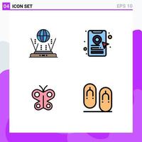 Filledline Flat Color Pack of 4 Universal Symbols of internet insect connect location pin flip Editable Vector Design Elements