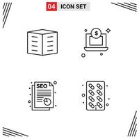 Pictogram Set of 4 Simple Filledline Flat Colors of apartments seo housing society dollar capsule Editable Vector Design Elements