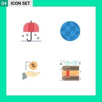 Modern Set of 4 Flat Icons and symbols such as insurance sale safety location book Editable Vector Design Elements