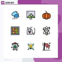 User Interface Pack of 9 Basic Filledline Flat Colors of play ghost pumpkin software drawing Editable Vector Design Elements