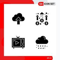 Creative Set of 4 Universal Glyph Icons isolated on White Background vector
