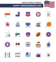 Happy Independence Day USA Pack of 25 Creative Flats of american scroll american sign police Editable USA Day Vector Design Elements