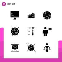 paquete de conjunto de iconos de glifo de 9 iconos sólidos aislados en fondo blanco para aplicaciones móviles y de impresión de diseño de sitios web receptivos vector