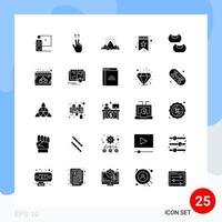 25 Universal Solid Glyphs Set for Web and Mobile Applications star bookmark gesture fireworks nature Editable Vector Design Elements