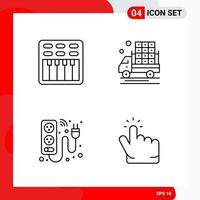 Creative Set of 4 Universal Outline Icons isolated on White Background vector