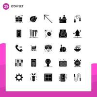 Universal Icon Symbols Group of 25 Modern Solid Glyphs of phone jump rope left fitness window Editable Vector Design Elements