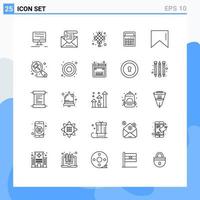 Universal Icon Symbols Group of 25 Modern Lines of flag office celebration math calculator Editable Vector Design Elements