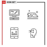 4 General Icons for website design print and mobile apps 4 Outline Symbols Signs Isolated on White Background 4 Icon Pack vector