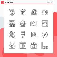 Collection of 16 Vector Icons in Line style Modern Outline Symbols for Web and Mobile Line Icon Sign Isolated on White Background 16 Icons