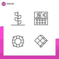 Outline Icon set Pack of 4 Line Icons isolated on White Background for responsive Website Design Print and Mobile Applications vector