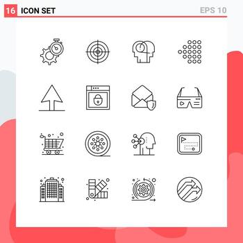 Modern Set of 16 Outlines and symbols such as cursor left circle arrow hearing Editable Vector Design Elements