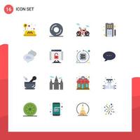 Universal Icon Symbols Group of 16 Modern Flat Colors of lock texting vehicle messaging phone Editable Pack of Creative Vector Design Elements