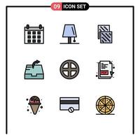 conjunto de 9 iconos de interfaz de usuario modernos símbolos signos para puerta enviar material de buzón de tela elementos de diseño vectorial editables vector