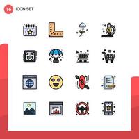 Set of 16 Modern UI Icons Symbols Signs for celebration alcohol cloud research fund laboratory Editable Creative Vector Design Elements